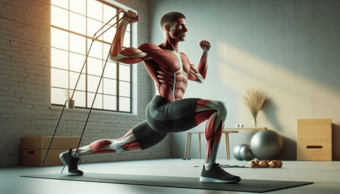 Person performing a band single-arm overhead shoulder press, targeting deltoids, triceps, and core muscles for strength and stability.