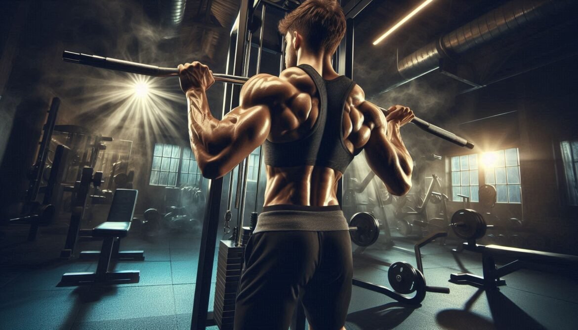 Effective Back Workout Program for Strength and Muscle Definition Person performing back exercises in a gym, focusing on lat pulldowns and rows as part of a comprehensive back workout program.