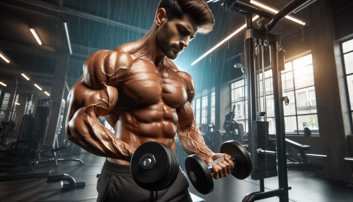 Bicep Curls Exercise Strengthen and Tone Your Arms with Proper Form Person performing bicep curls with dumbbells in a gym, focusing on arm and bicep strength.