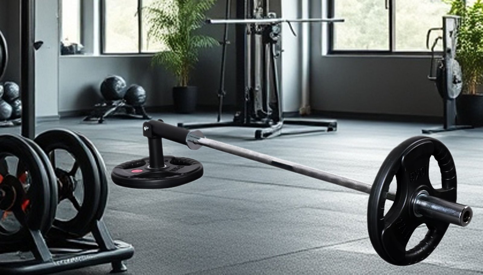 Landmine equipment with barbell attachment in a gym, ideal for rotational strength and functional training exercises.