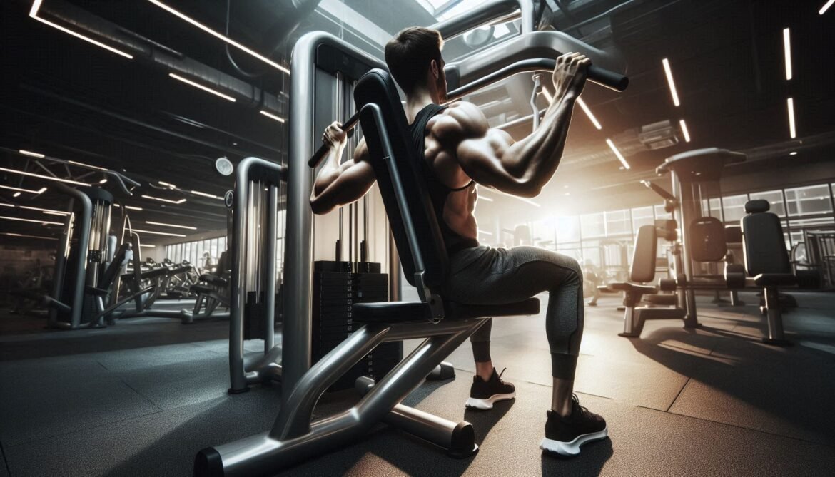 Incline Machine Shoulder Press Individual performing the incline machine shoulder press to target the deltoids, triceps, and upper chest muscles in a modern gym.
