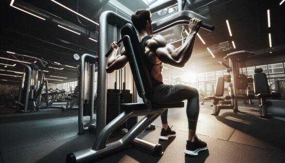 Individual performing the incline machine shoulder press to target the deltoids, triceps, and upper chest muscles in a modern gym.
